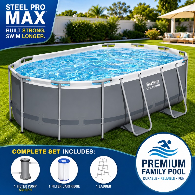 Pool Ladder Above Ground - Piscina elevada ovalada Bestway Steel Pro