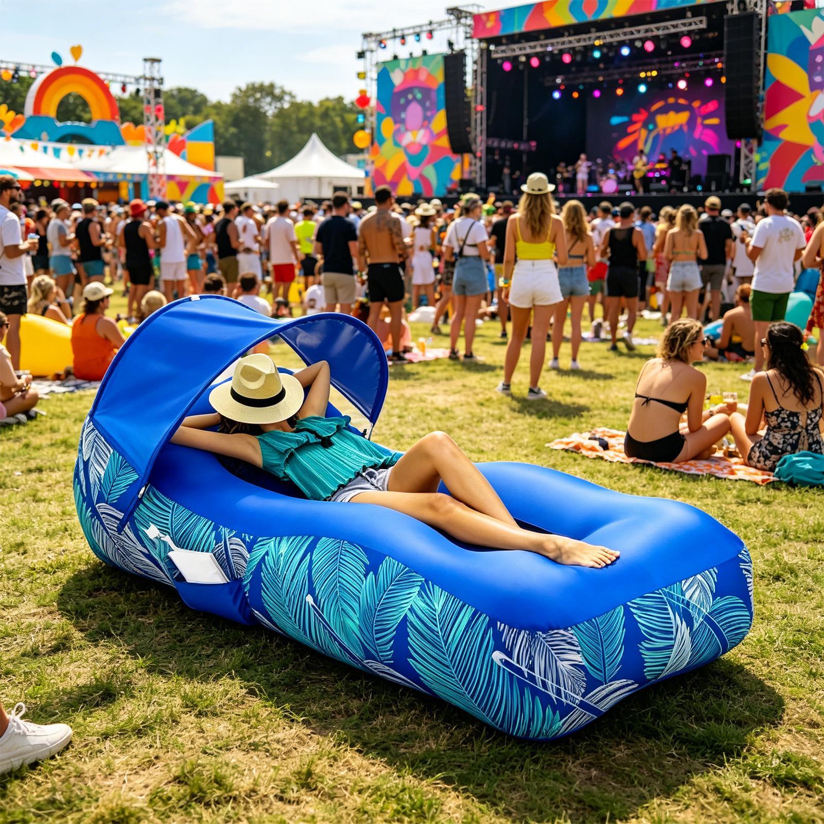 Pool Lounger Inflatable - Sillón Inflable con Toldo, Sofá Portátil