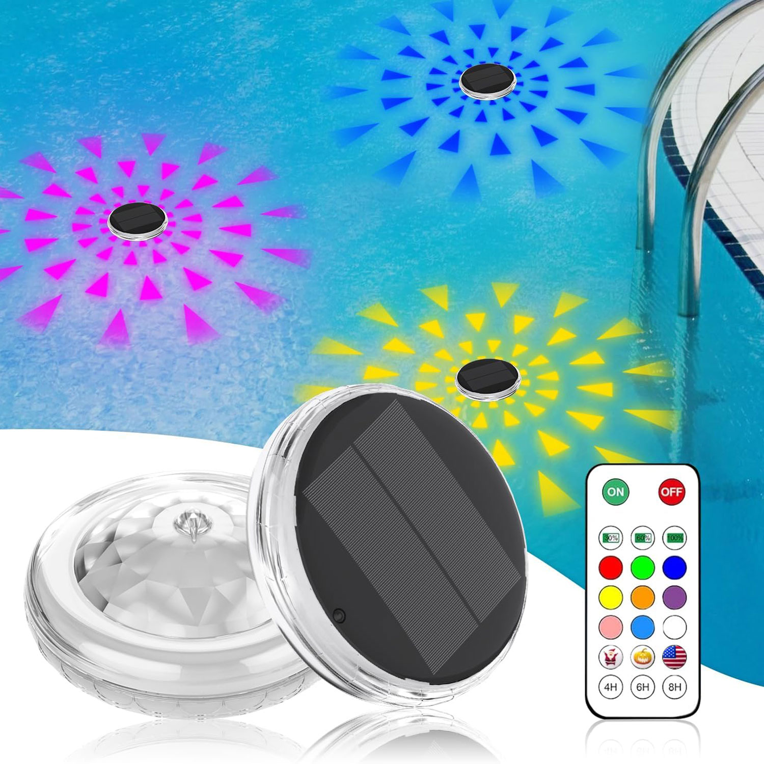 Pool Light Solar Rechargeable - Luces de piscina, flotantes recargables solares,