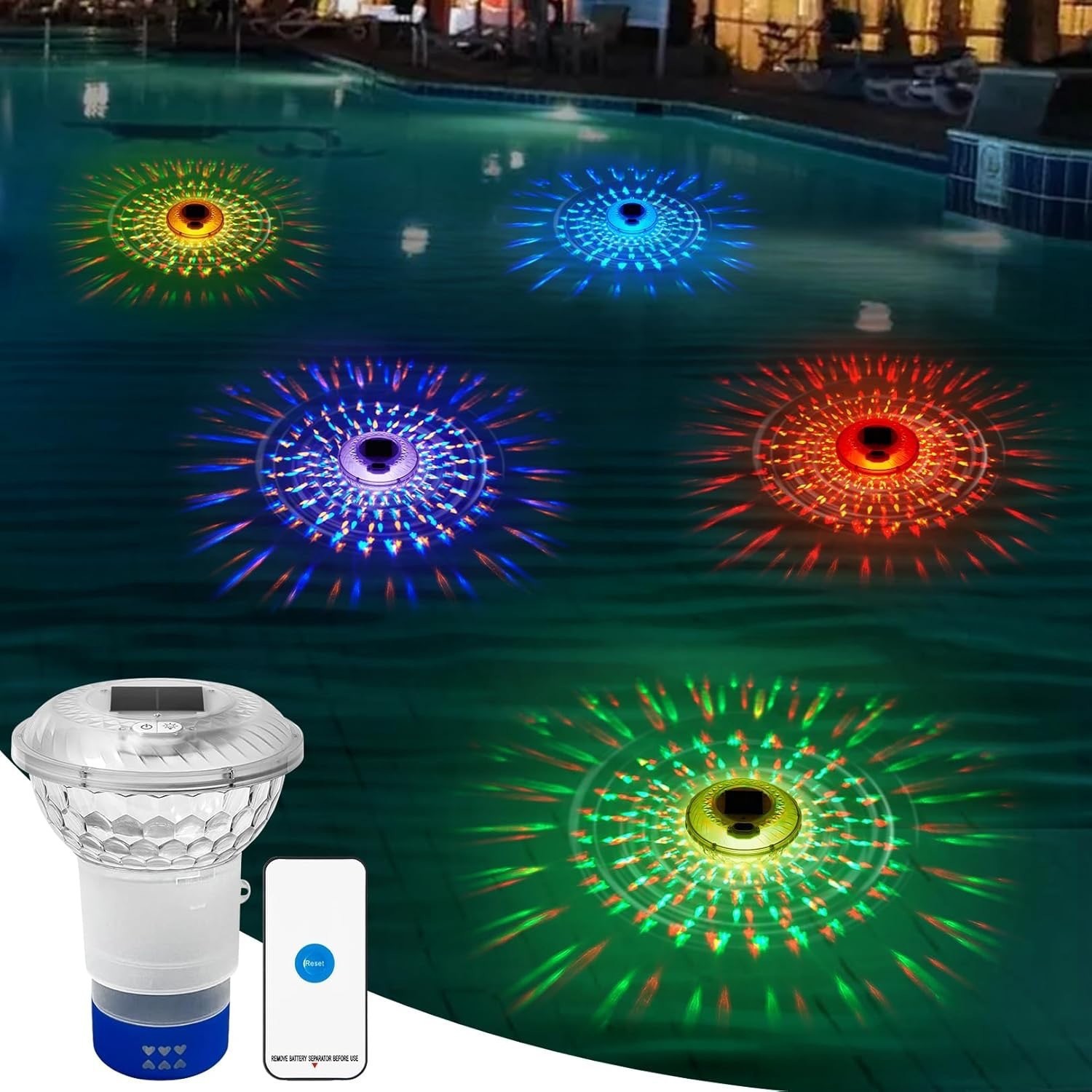 Pool Light Solar Rechargeable - Lámpara Flotante de Proyección de Color