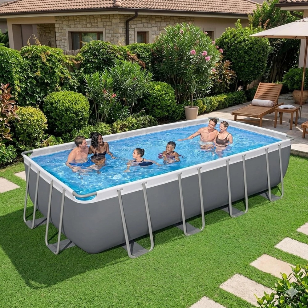 Pool Ladder Above Ground - Piscina Elevada Rectangular con Estructura Metálica,