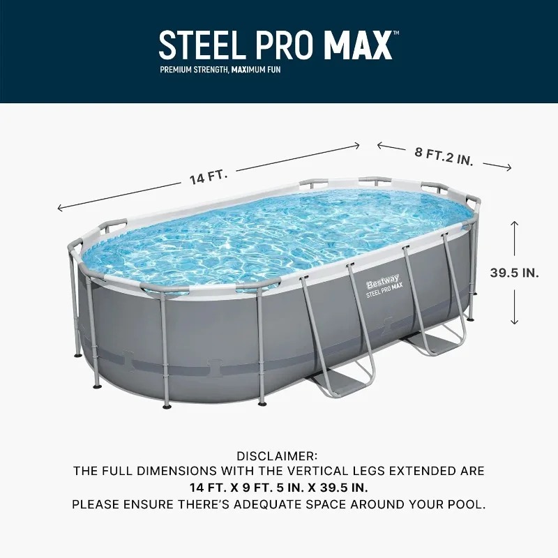 Piscina elevada ovalada Bestwa - Pool Ladder Above Ground reseña y precio