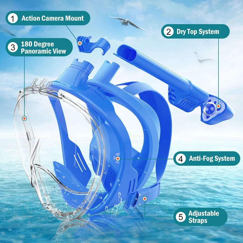 Esnórquel subacuático, cara co - Snorkel Mask Full Face reseña y precio