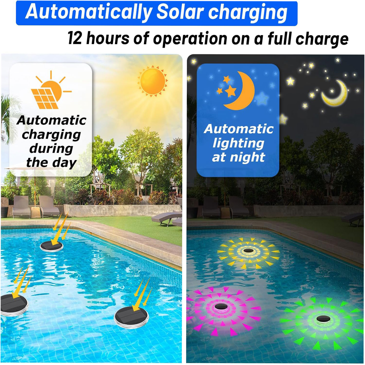 Luces de piscina, flotantes re - Pool Light Solar Rechargeable reseña y precio