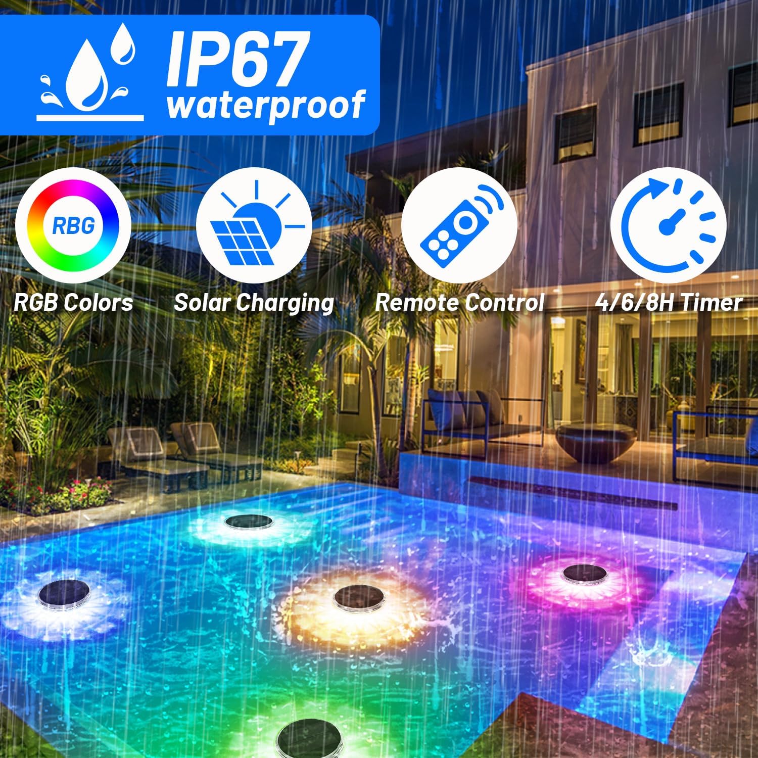 Luces de piscina, flotantes re - Pool Light Solar Rechargeable reseña y precio