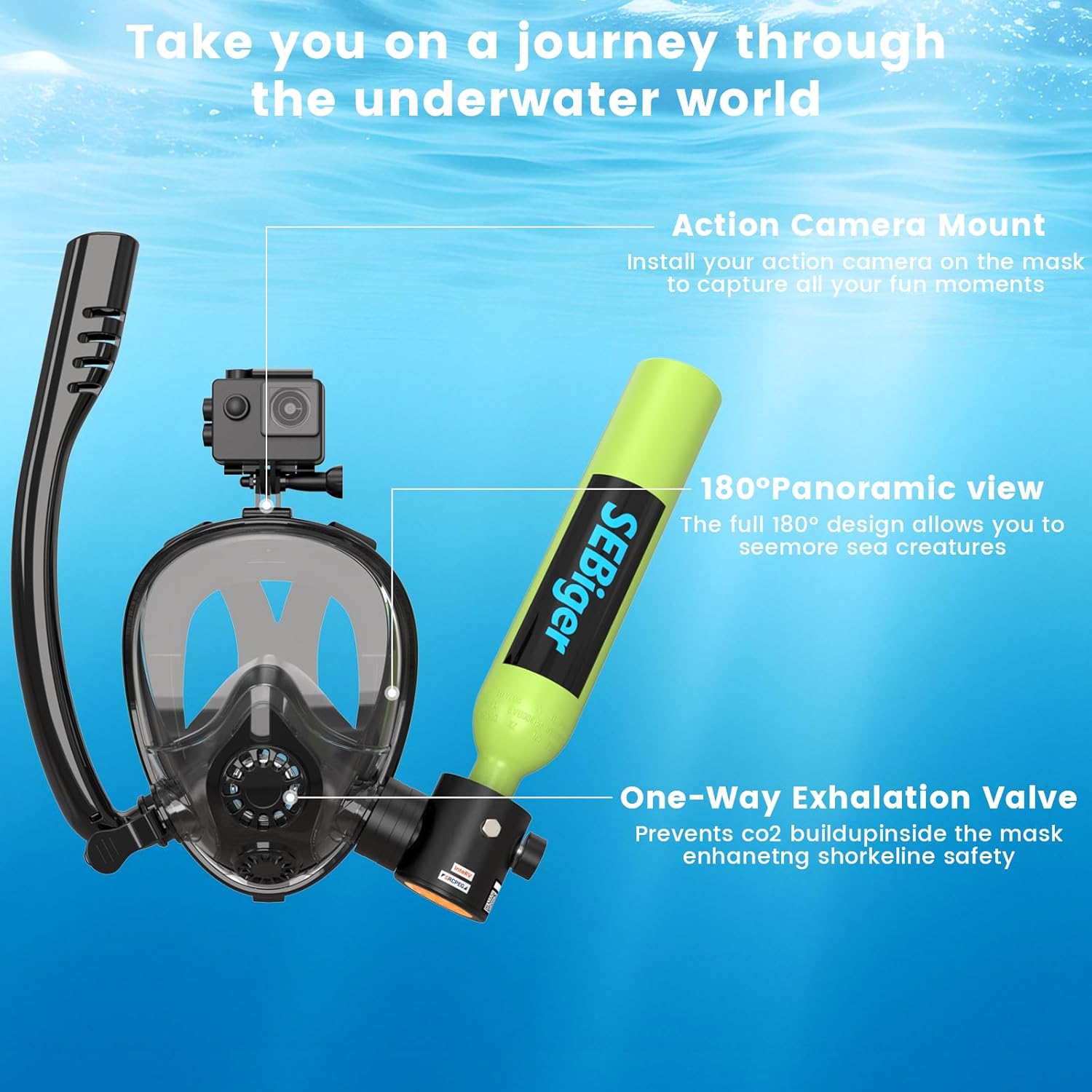 Mini Tanque de Buceo de 0.5L c - Snorkel Mask Full Face reseña y precio